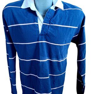 Medium Vtg Rugby Shirt men's Steve & Barrys Classic Blue Striped 90's Fade